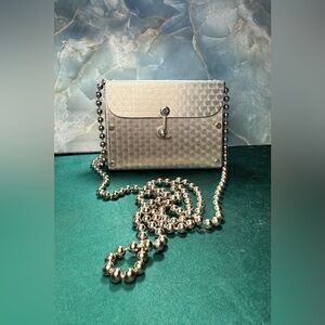 Wendy Stevens Metal Mesh Crossbody Purse Silver Geometric Handbag